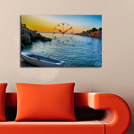 Wallity Reloj de Pared Decorativo de Lienzo Multicolor 45 x 70 cm